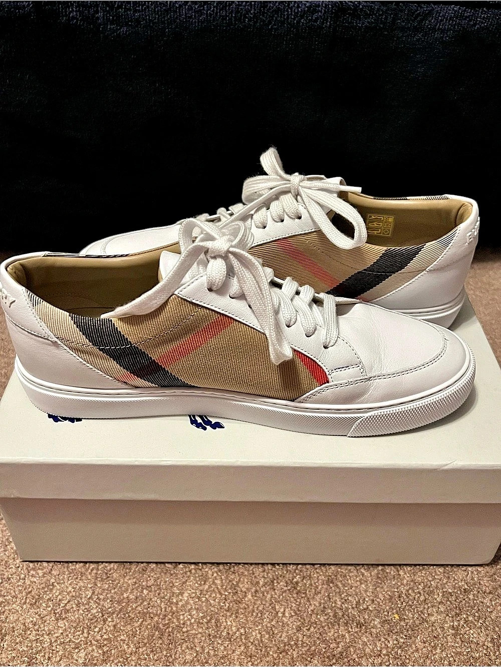 Burberry Sneakers Plaid White & Brown Brand New